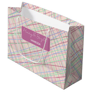 Farbiges Abstraktes Monogramm Tartan Muster Große Geschenktüte
