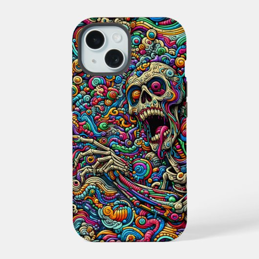 Farbiges Abstraktes Monster iPhone 15 Hülle (Rückseite)