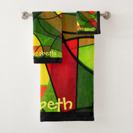 Farbiges abstraktes Muster Badhandtuch Set