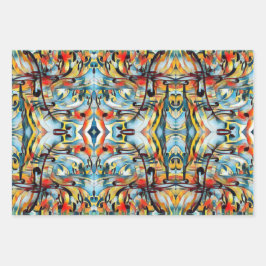 Farbiges abstraktes Muster Geschenkpapier Set