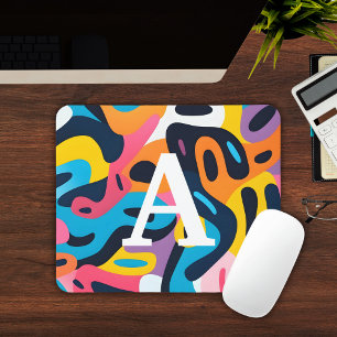 Farbiges Abstraktes Muster Mit Monogramm Mousepad