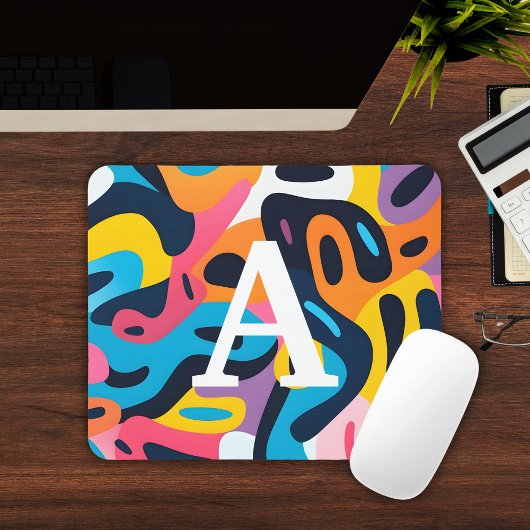 Farbiges Abstraktes Muster Mit Monogramm Mousepad