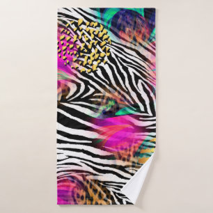 Farbiges abstraktes Muster mit Zebra textureabstra Badehandtuch