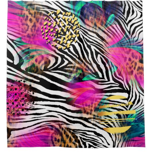 Farbiges abstraktes Muster mit Zebra textureabstra Duschvorhang (Vorderseite)