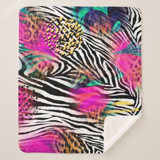 Farbiges abstraktes Muster mit Zebra textureabstra Sherpadecke (Vorderseite)