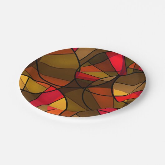 Farbiges abstraktes Muster Pappteller (Schrägansicht)