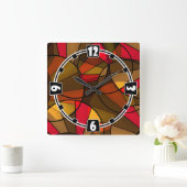 Farbiges abstraktes Muster Quadratische Wanduhr (Zuhause)