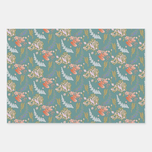 Farbiges Abstraktes Mustervordruckpapier Geschenkpapier Set (Vorderseite 3)