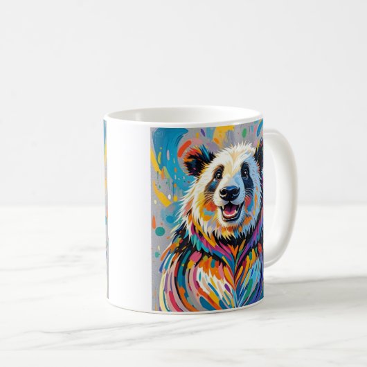 Farbiges abstraktes panda tierisches Design Kaffeetasse (VorderseiteRechts)