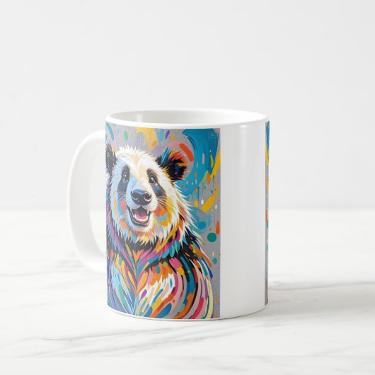 Farbiges abstraktes panda tierisches Design Kaffeetasse (Vorderseite Links)