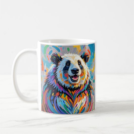 Farbiges abstraktes panda tierisches Design Kaffeetasse (Links)