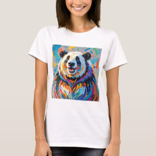Farbiges abstraktes panda tierisches Design T-Shirt