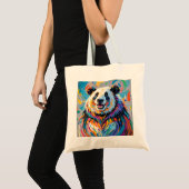 Farbiges abstraktes panda tierisches Design Tragetasche (Vorderseite (Produkt))