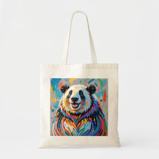 Farbiges abstraktes panda tierisches Design Tragetasche (Vorne)