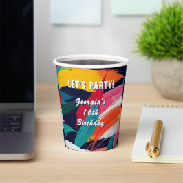 Farbiges Abstraktes Party mit malerischen Effekten Pappbecher