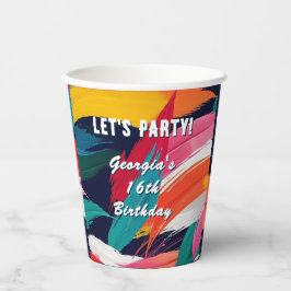 Farbiges Abstraktes Party mit malerischen Effekten Pappbecher