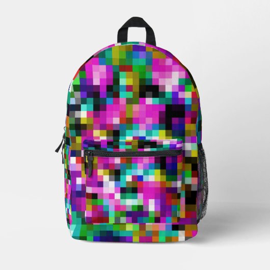 Farbiges Abstraktes Pixelmuster Bedruckter Rucksack (Vorderseite)