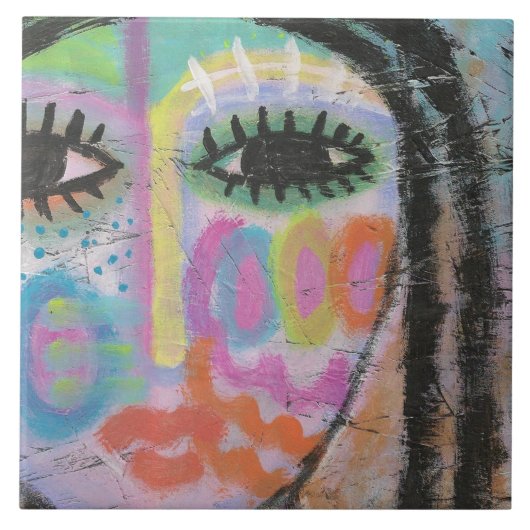 Farbiges Abstraktes Portrait auf der OSB-Platine Fliese (Vorderseite)