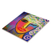 Farbiges Abstraktes Portrait einer Frau Fliese (Seite)