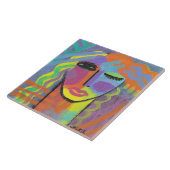 Farbiges Abstraktes Portrait einer Frau Fliese (Seite)