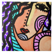 Farbiges Abstraktes Portrait einer Frau Fliese (Vorderseite)