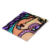 Farbiges Abstraktes Portrait einer Frau Fliese (Seite)