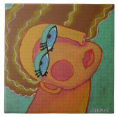 Farbiges Abstraktes Portrait einer Frau Fliese (Vorderseite)