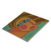 Farbiges Abstraktes Portrait einer Frau Fliese (Seite)