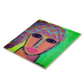 Farbiges Abstraktes Portrait einer Frau Fliese (Seite)