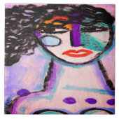 Farbiges Abstraktes Portrait einer Frau Fliese (Vorderseite)