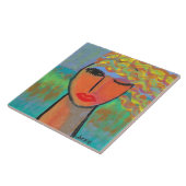 Farbiges Abstraktes Portrait einer Frau Fliese (Seite)