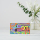 Farbiges Abstraktes Portrait einer Frau Visitenkarte (Stehend Vorderseite)