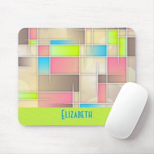 Farbiges Abstraktes Quadrat Geometrisches Muster Mousepad (Mit Mouse)