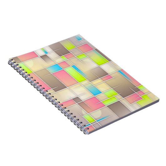 Farbiges Abstraktes Quadrat Geometrisches Muster Notizblock (Rechte Seite)