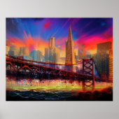 Farbiges Abstraktes San Francisco Skyline Poster (Vorne)