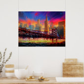 Farbiges Abstraktes San Francisco Skyline Poster (Küche)