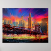 Farbiges Abstraktes San Francisco Skyline Poster (Vorne)