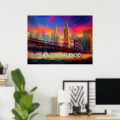 Farbiges Abstraktes San Francisco Skyline Poster (Heimbüro)