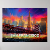 Farbiges Abstraktes San Francisco Skyline Poster (Vorne)