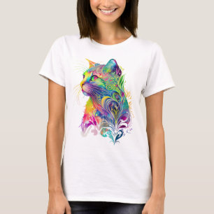 FARBIGES ABSTRAKTES SITZENDES KATZE  T-Shirt