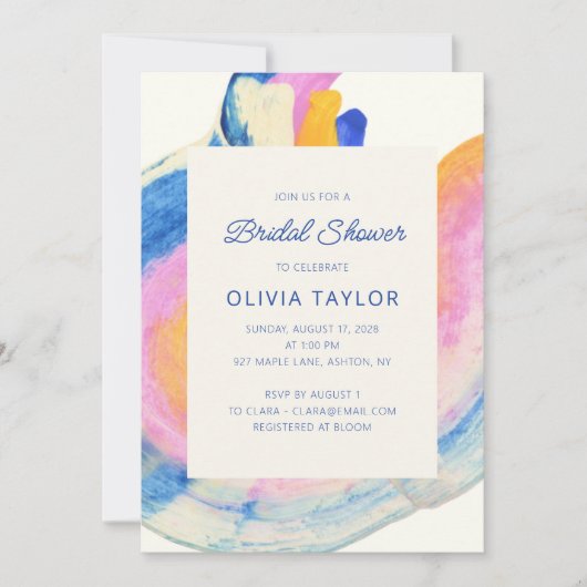 Farbiges Abstraktes Swirl Wasserfarbenes Brautpart Einladung (Vorderseite)