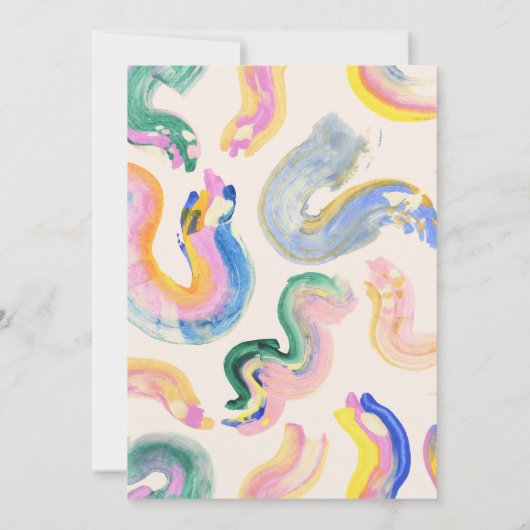 Farbiges Abstraktes Swirl Wasserfarbenes Brautpart Einladung (Rückseite)