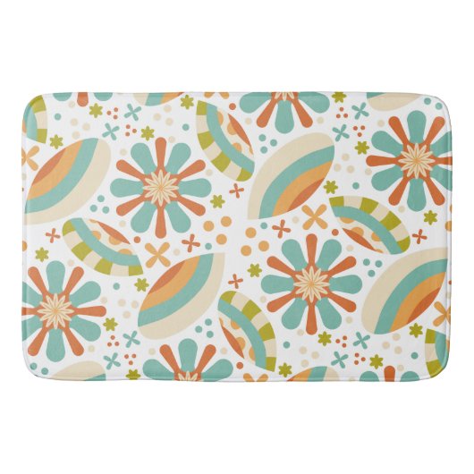 Farbiges abstraktes Vintages Design mit Blume Badematte (Vorderseite)