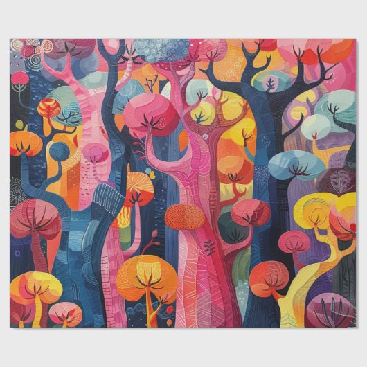 Farbiges Abstraktes Wald Geschenkpapier (Flach)