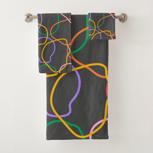 Farbiges Abstraktes Wavy Lines Muster Badhandtuch Set (Insitu)