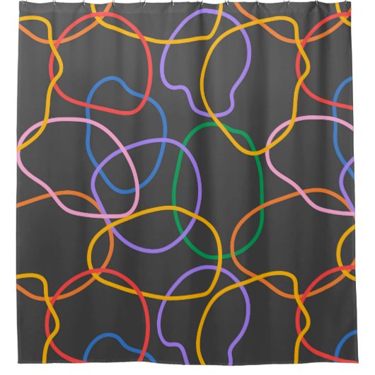 Farbiges Abstraktes Wavy Lines Muster Duschvorhang (Vorderseite)