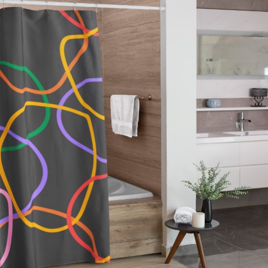 Farbiges Abstraktes Wavy Lines Muster Duschvorhang