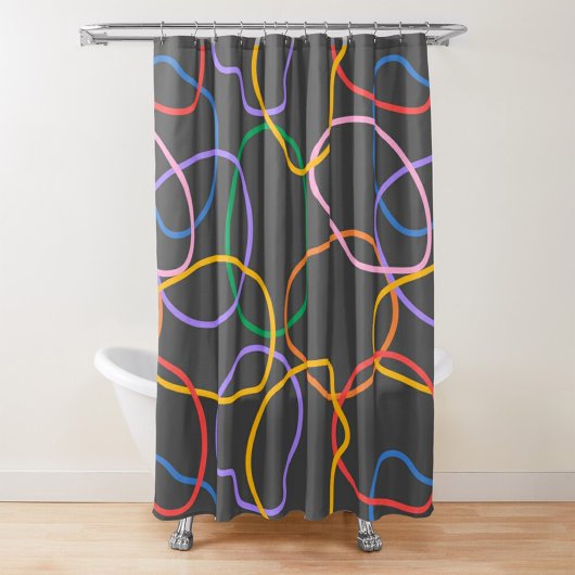 Farbiges Abstraktes Wavy Lines Muster Duschvorhang