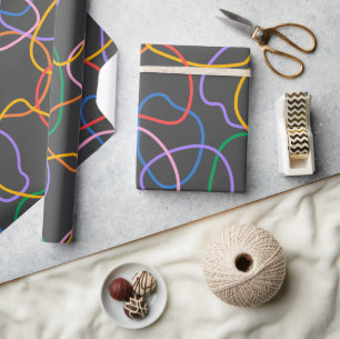 Farbiges Abstraktes Wavy Lines Muster Geschenkpapier