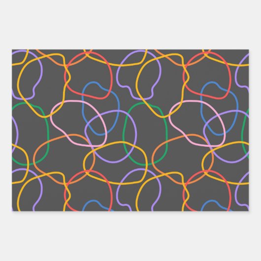 Farbiges Abstraktes Wavy Lines Muster Geschenkpapier Set (Vorderseite)